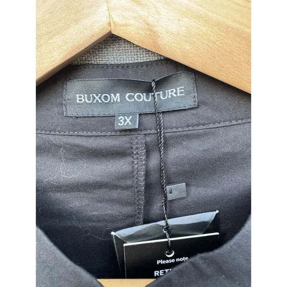 Buxom Couture 3X Black Dress Ruffle Detail Puff Sleeve Midi Party Cocktail - Picture 2 of 9